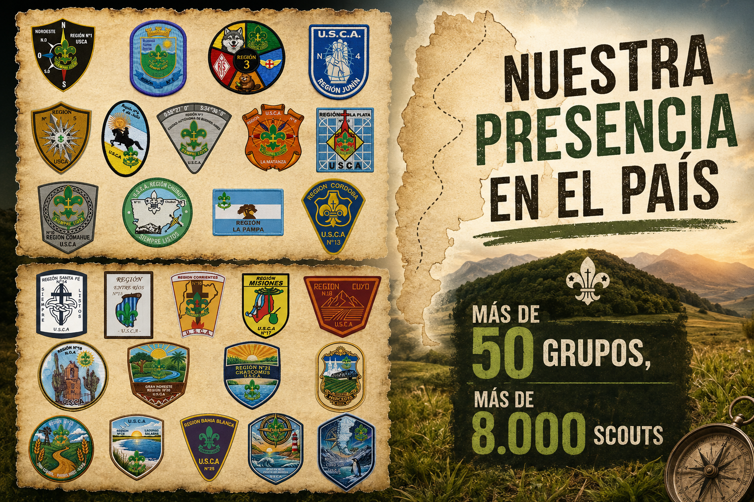Mosaico de insignias regionales de la U.S.C.A.